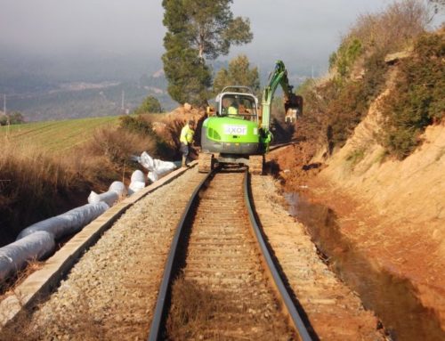 Installation du drenotube sur une voie ferrée à Suria (Espagne)